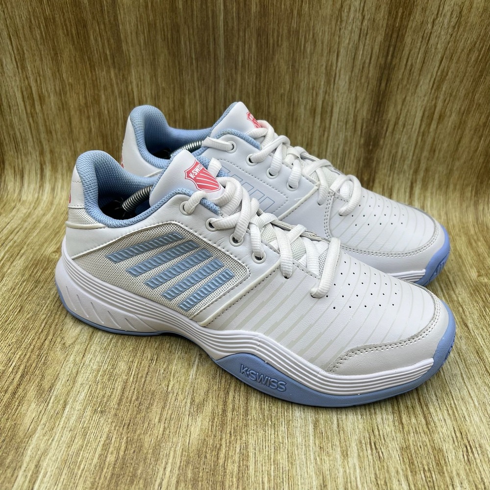 K-Swiss Court Express Sneakers Women's Size 9.5 White Blue Tennis Shoes Striped